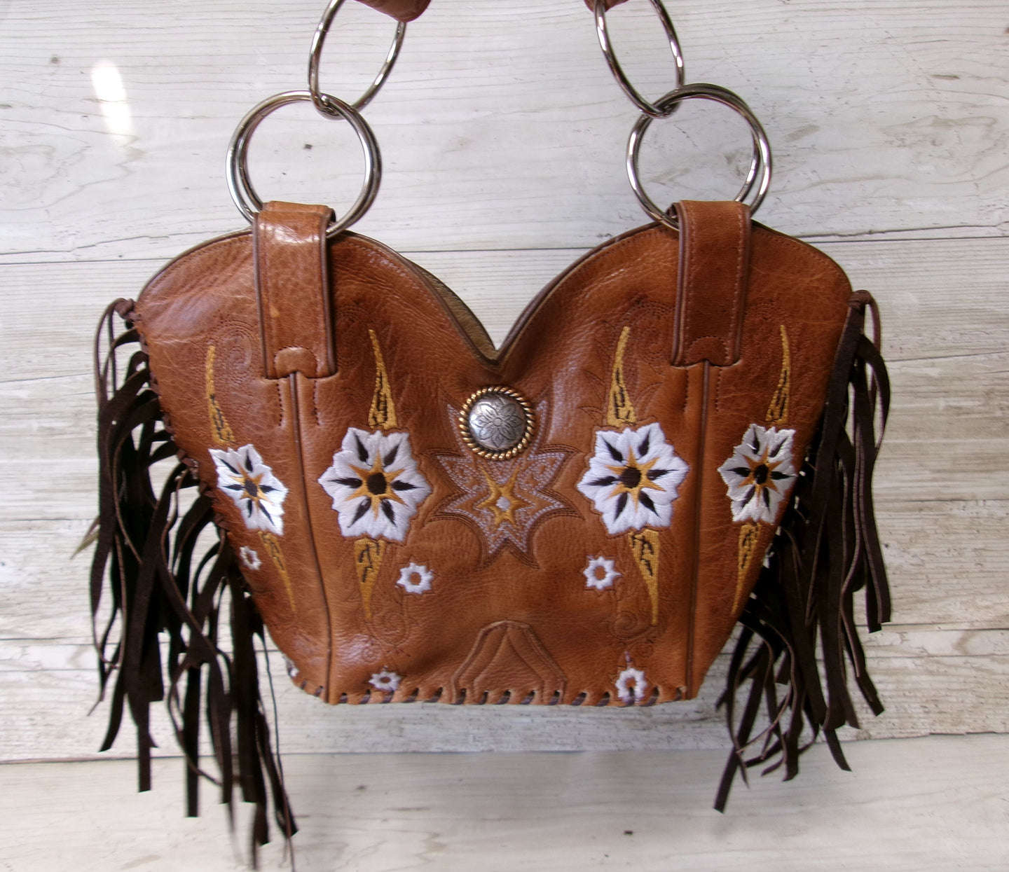 Double Cowboy Boot Purse with Fringe DB354